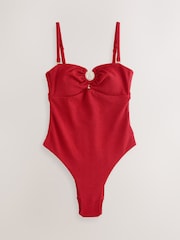 Tummy Control Textured Sparkle Bandeau Swimsuit - Image 7 of 10