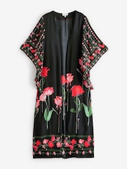 B by Ted Baker Ecovero Viscose Black Floral Print Kimono - Image 6 of 10