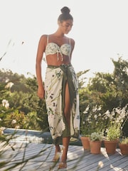 Белый льняной саронг с цветочным принтом B by Ted Baker - Image 1 of 5
