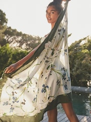 Белый льняной саронг с цветочным принтом B by Ted Baker - Image 3 of 5