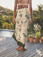 Белый льняной саронг с цветочным принтом B by Ted Baker - Image 4 of 5