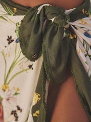Белый льняной саронг с цветочным принтом B by Ted Baker - Image 5 of 5