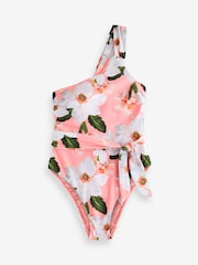 B by Ted Baker Coral Pink Floral Tummy Control One Shoulder Swimsuit - Image 5 of 5