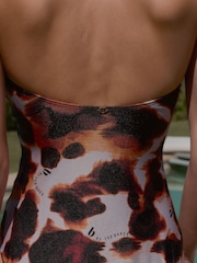 B by Ted Baker Animal Print Tummy Control Bandeau Swimsuit - Image 5 of 6