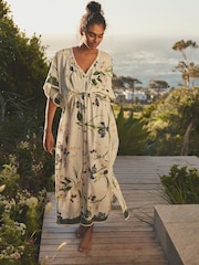 B by Ted Baker Touch of Linen White Floral Print Cover-Up - Image 1 of 3