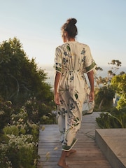 B by Ted Baker Touch of Linen White Floral Print Cover-Up - Image 2 of 3