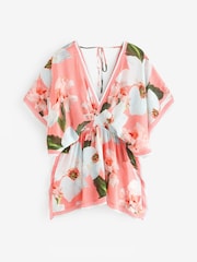 B by Ted Baker Coral Pink Floral Woven Viscose Kimono - Image 7 of 7