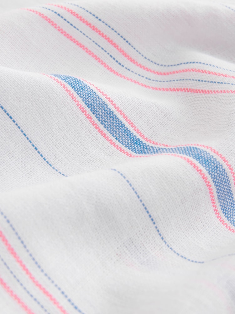 White Stripe Linen Knee Length Shorts - Image 2 of 4