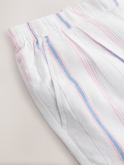 White Stripe Linen Knee Length Shorts - Image 3 of 4