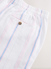 White Stripe Linen Knee Length Shorts - Image 4 of 4