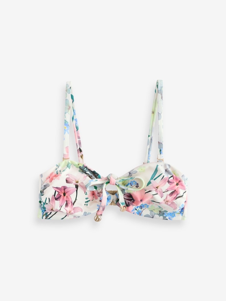 B by Ted Baker Bandeau Ditsy Fleuri Détail Cravate Bikini Top - Image 5 of 7
