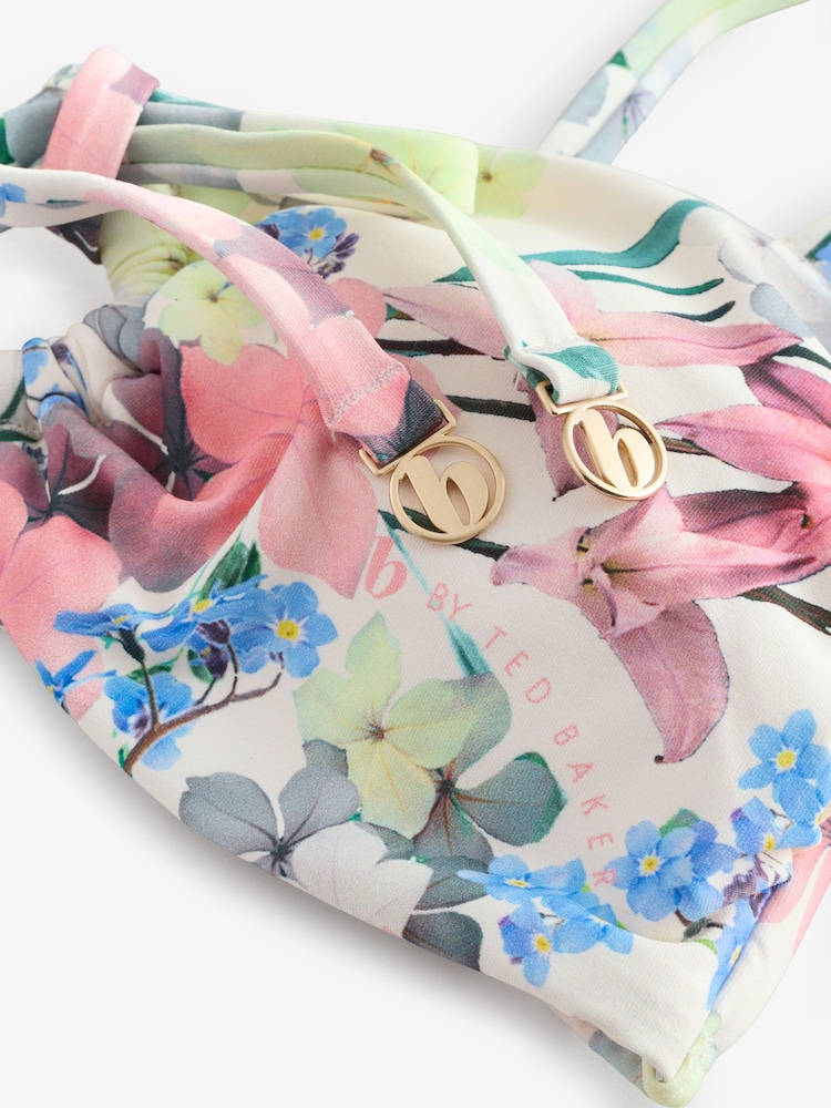 B by Ted Baker Bandeau Ditsy Fleuri Détail Cravate Bikini Top - Image 6 of 7