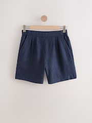 Navy Linen Knee Length Shorts - Image 1 of 4