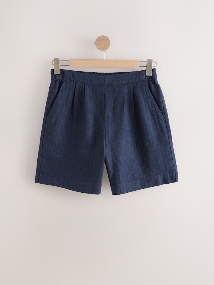 Navy Linen Knee Length Shorts - Image 1 of 4