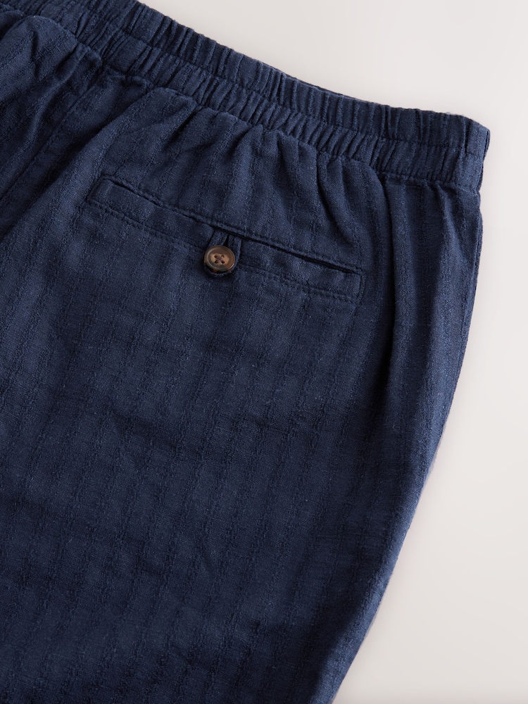 Navy Linen Knee Length Shorts - Image 4 of 4