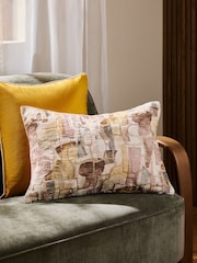 Ochre Yellow 100% Cotton Ria 40 x 59cm Abstract Velvet Cushion - Image 1 of 5