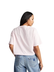 Converse Pink Oversized Hearts Cropped T-Shirt - Image 3 of 5