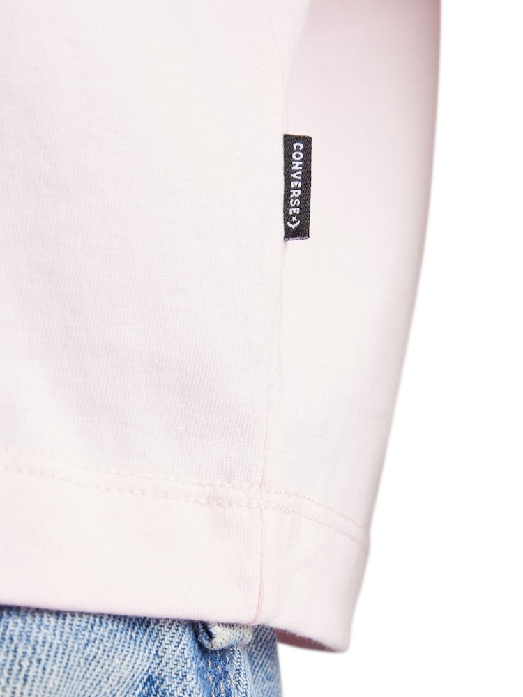 Converse Pink Oversized Hearts Cropped T-Shirt - Image 5 of 5