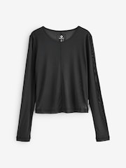 Converse Black Sheer Mesh Long Sleeve Top - Image 1 of 1