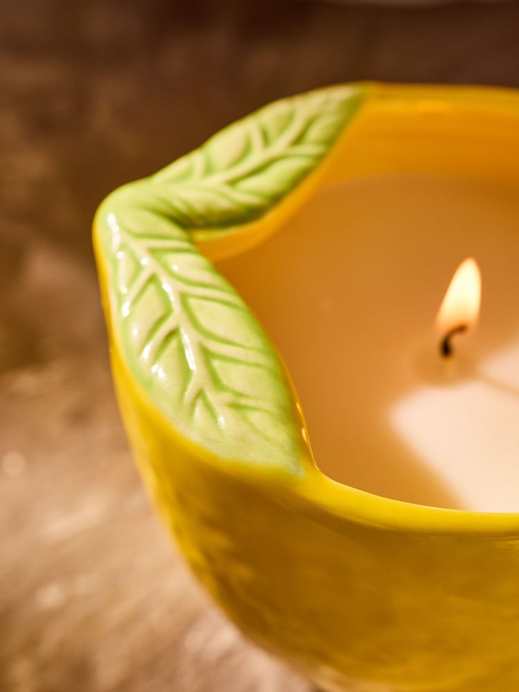 Yellow/Blue Lemon and Bergamot Shaped Scented Candle - Image 2 of 5