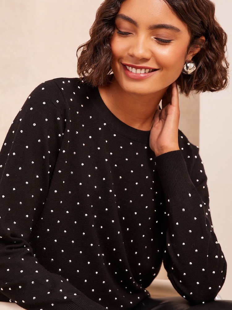 Friends Like These Black Hotfix Knit Jumper - Image 1 of 4