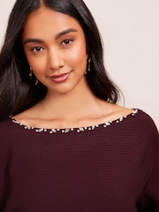 Friends Like These Red Embellished Off The Shoulder Jumper - Image 2 of 4