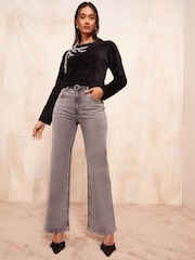 Friends Like These Black Eyelash Embellished Neck Jumper - Image 3 of 4
