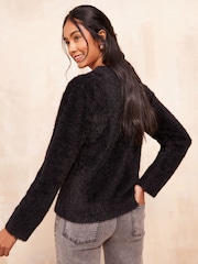 Friends Like These Black Eyelash Embellished Neck Jumper - Image 4 of 4