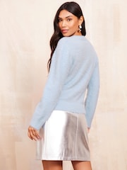 Friends Like These Blue Eyelash Embellished Neck Jumper - Image 4 of 4