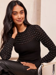Friends Like These Black Yoke Stitch Sleeve Jumper - Image 1 of 4