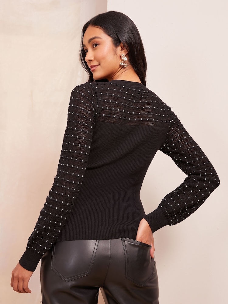 Friends Like These Black Yoke Stitch Sleeve Jumper - Image 4 of 4