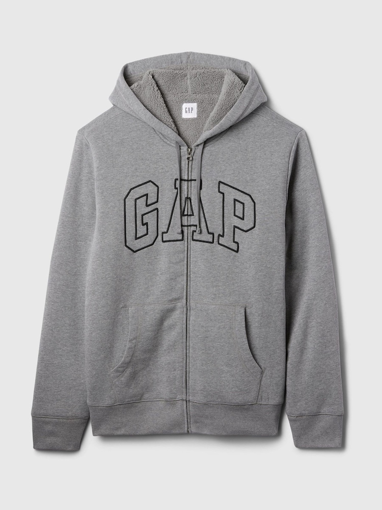 Hellgrau - Gap – Kapuzenjacke mit Reißverschluss, Sherpafutter und Logo - Bild 5 von 5 Hellgrau - Gap – Kapuzenjacke mit Reißverschluss, Sherpafutter und Logo - Bild 5 von 5