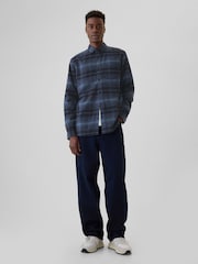 Gap Blue Midweight Cotton Long Sleeve Flannel Shirt - Image 3 of 5