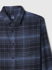 Gap Blue Midweight Cotton Long Sleeve Flannel Shirt - Image 4 of 5