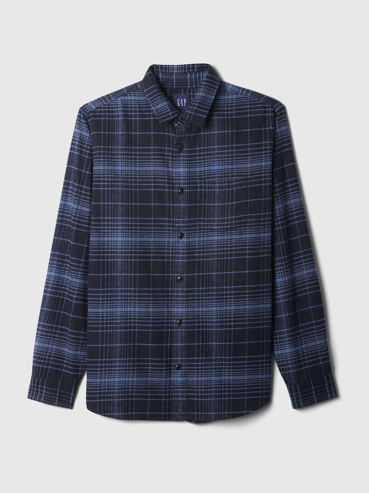 Gap Blue Midweight Cotton Long Sleeve Flannel Shirt - Image 5 of 5