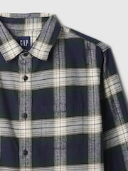 Gap Navy Blue Midweight Cotton Long Sleeve Flannel Shirt - Image 4 of 5