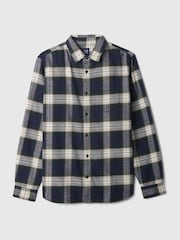 Gap Navy Blue Midweight Cotton Long Sleeve Flannel Shirt - Image 5 of 5