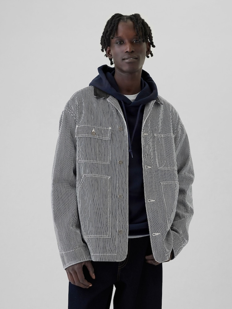 Gap Blue Railroad Denim Chore Jacket - Image 1 of 8