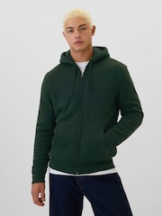Verde - Gap Logo Sherpa-Lined Zip Up Hoodie d - Image 1 of 5
