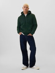 Verde - Gap Logo Sherpa-Lined Zip Up Hoodie d - Image 3 of 5
