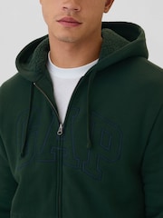 Verde - Gap Logo Sherpa-Lined Zip Up Hoodie d - Image 4 of 5