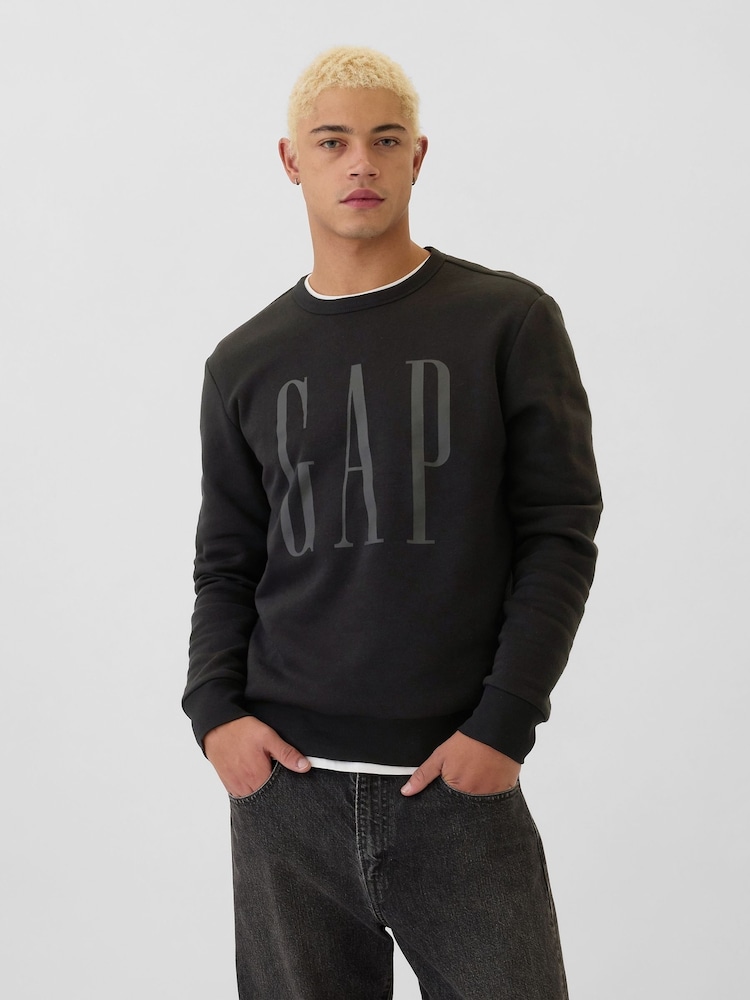 Schwarz - Gap Rundhalspullover mit Logo - Bild 1 von 4