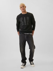 Schwarz - Gap Rundhalspullover mit Logo - Bild 3 von 4