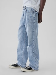 Gap Blue Distressed Loose Fit Baggy Jeans - Image 4 of 5