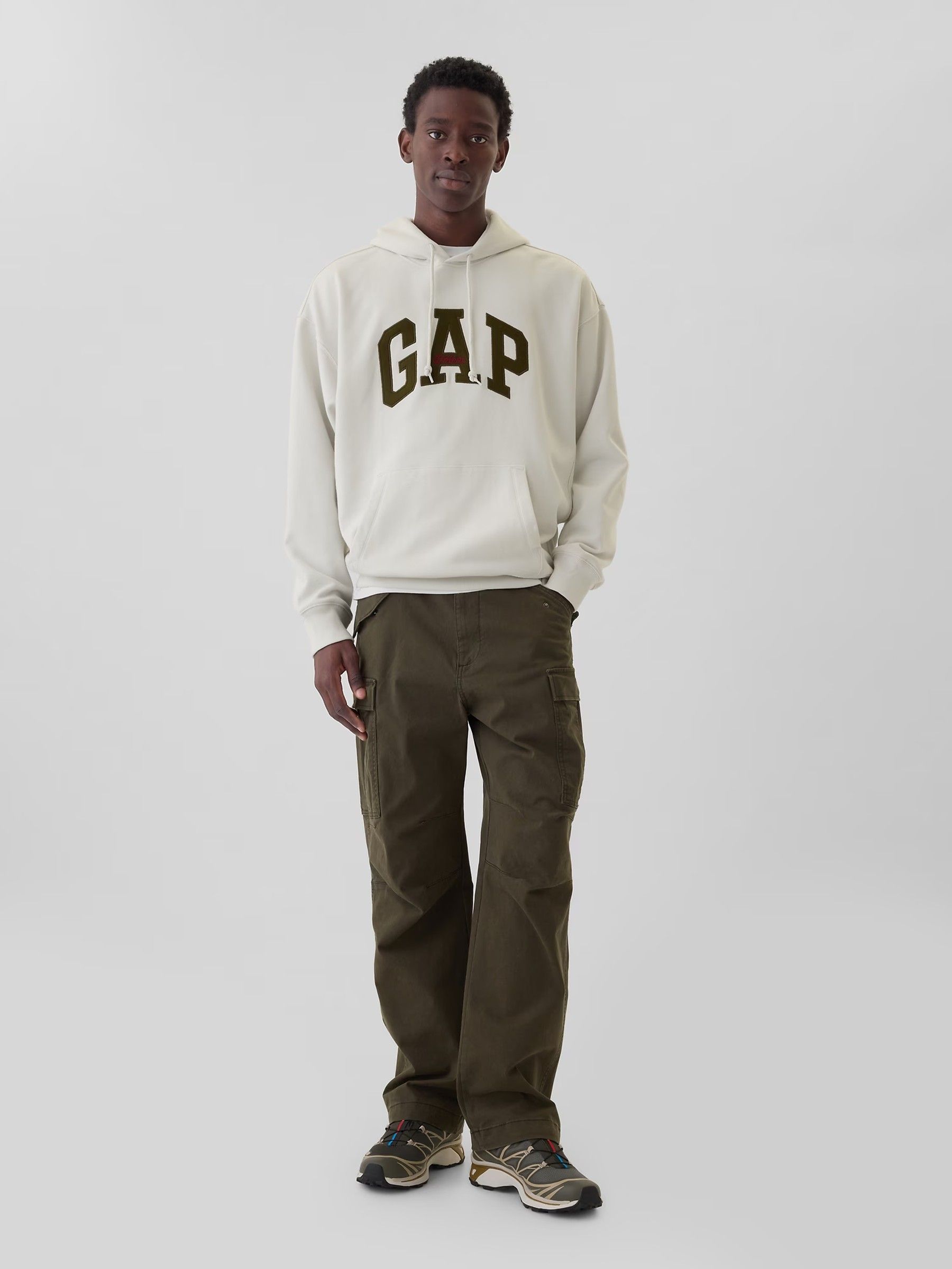 Buy Gap White Heavyweight Heritage Logo Hoodie from the Next UK online shop