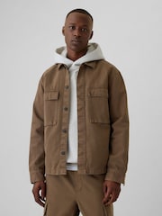 Brązowy - Dżinsowa kurtka koszulowa Gap Denim Cargo - Image 1 of 5