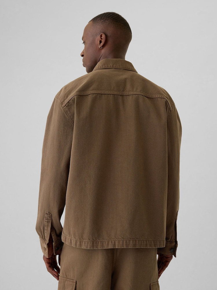 Brązowy - Dżinsowa kurtka koszulowa Gap Denim Cargo - Image 2 of 5