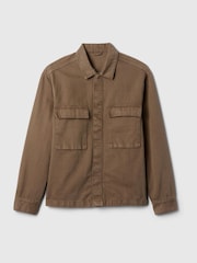Brązowy - Dżinsowa kurtka koszulowa Gap Denim Cargo - Image 4 of 5