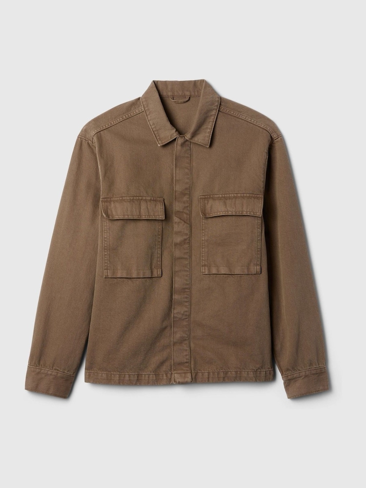 Brązowy - Dżinsowa kurtka koszulowa Gap Denim Cargo - Image 4 of 5