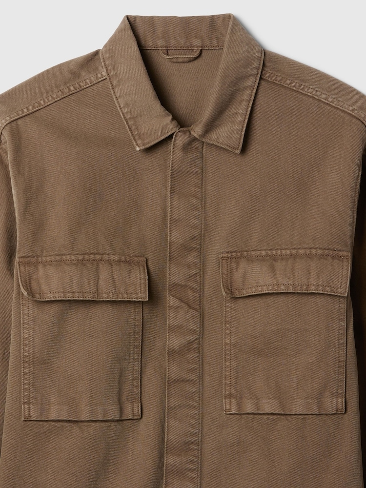 Brązowy - Dżinsowa kurtka koszulowa Gap Denim Cargo - Image 5 of 5